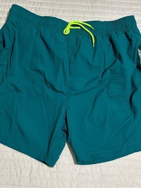 SILKWORLD Men's Swim Trunks Quick Dry Beach Shorts w/ Pockets Dark Cyan XL